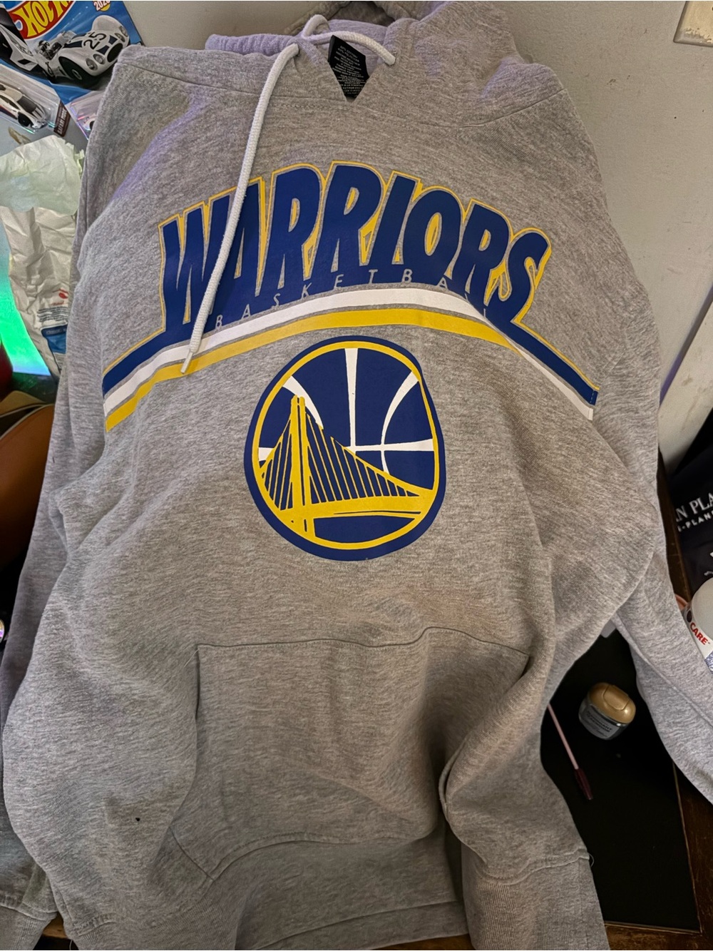NBA Gray Hoodie with Blue and Yellow Accents